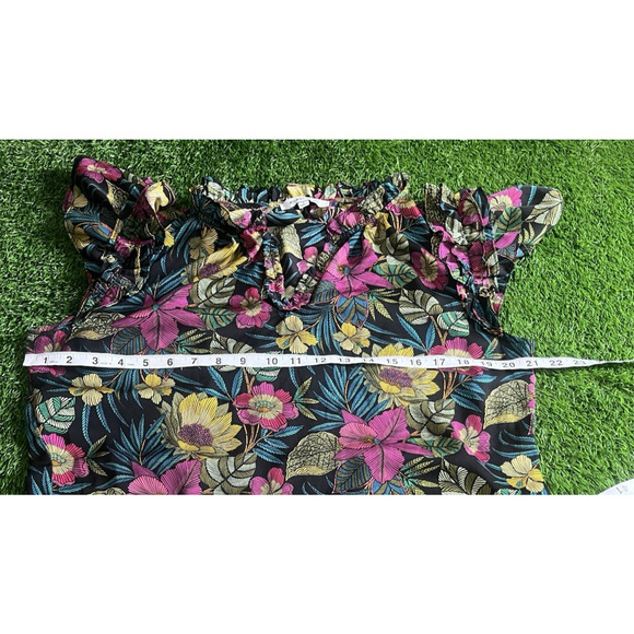Rose & Olive Tropical Floral Boho Peasant Top - Large - Picture 5 of 7